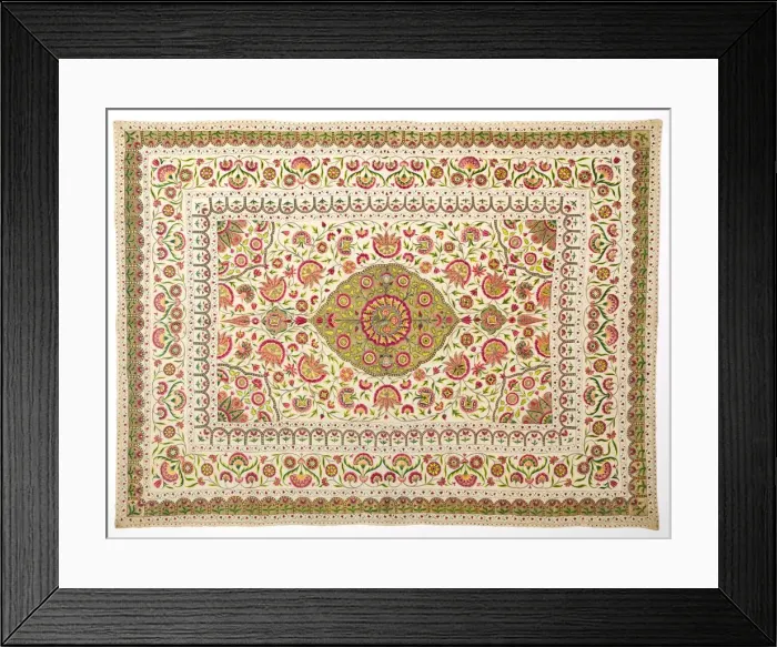Framed Print : Bed cover with floral medallion pattern, late 1600s to early 1700s. Creator: Unknown Framed Print : Bed cover with floral medallion pattern, late 1600s to early 1700s. Creator: Unknown