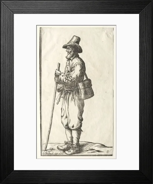 Framed Print : Beggar in Profile Toward Left. Creator: Ludolph Büsinck (German, 1590-1669) Framed Print : Beggar in Profile Toward Left. Creator: Ludolph Büsinck (German, 1590-1669)