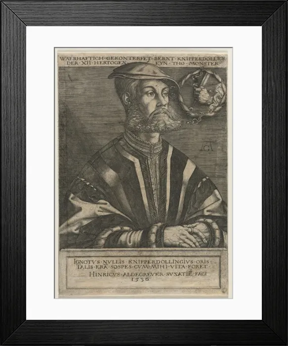 Framed Print : Bernt Knipperdolling, 1536. Creator: Heinrich Aldegrever (German, 1502-1555 / 61) Framed Print : Bernt Knipperdolling, 1536. Creator: Heinrich Aldegrever (German, 1502-1555 / 61)