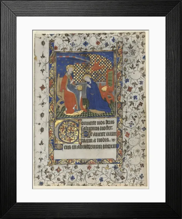 Framed Print : Bifolio from a Book of Hours: Coronation of the Virgin, c. 1415. Creator: Boucicaut Master (French Framed Print : Bifolio from a Book of Hours: Coronation of the Virgin, c. 1415. Creator: Boucicaut Master (French