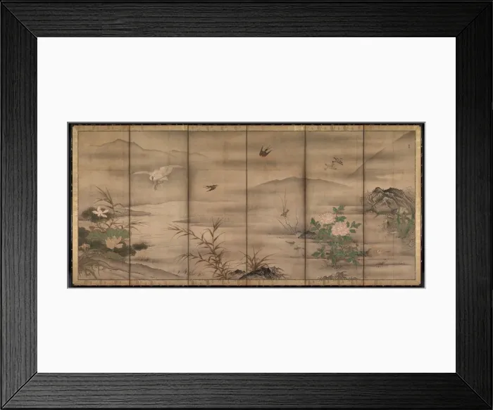 Framed Print : Birds and Flowers in a Landscape of the Four Seasons, second half of the 1500s. Creator Framed Print : Birds and Flowers in a Landscape of the Four Seasons, second half of the 1500s. Creator