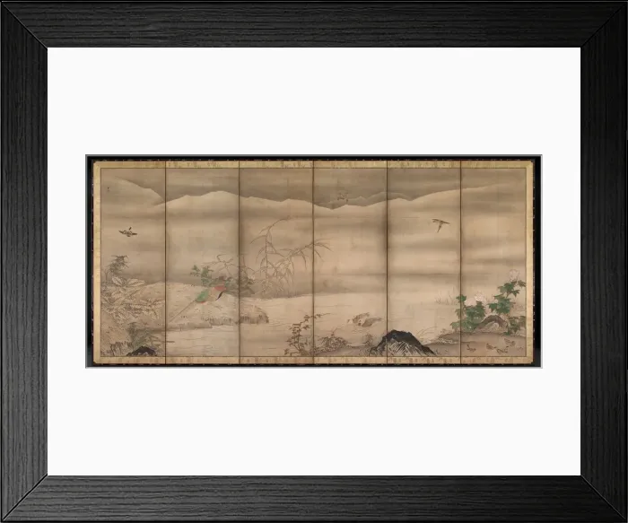 Framed Print : Birds and Flowers in a Landscape of the Four Seasons, second half of the 1500s. Creator Framed Print : Birds and Flowers in a Landscape of the Four Seasons, second half of the 1500s. Creator