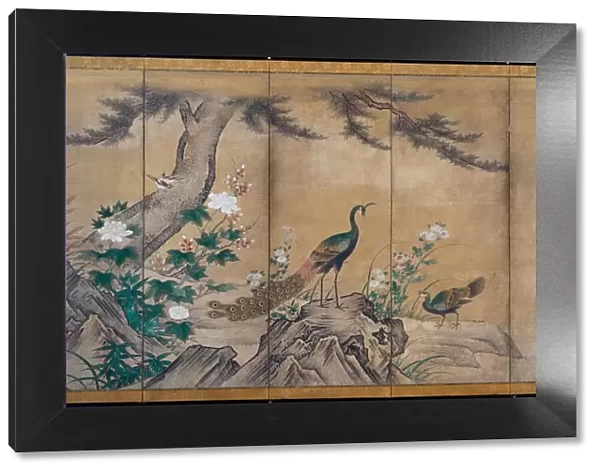Birds, Trees, and Flowers, late 1500s. Creator: Kano Shoei (Japanese, 1519-1592), attributed to