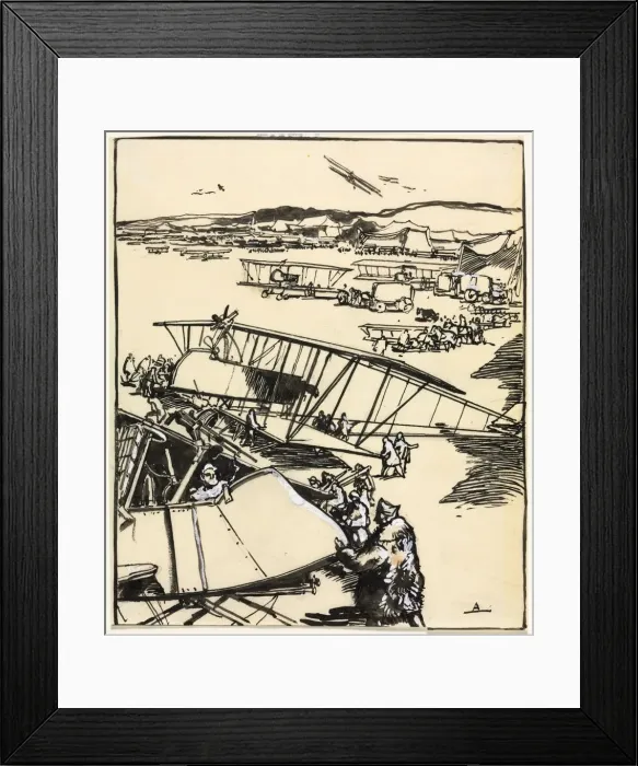 Framed Print : Avions reposant sur le terrain, 1914. Creator: Auguste Louis Lepere (French, 1849-1918) Framed Print : Avions reposant sur le terrain, 1914. Creator: Auguste Louis Lepere (French, 1849-1918)