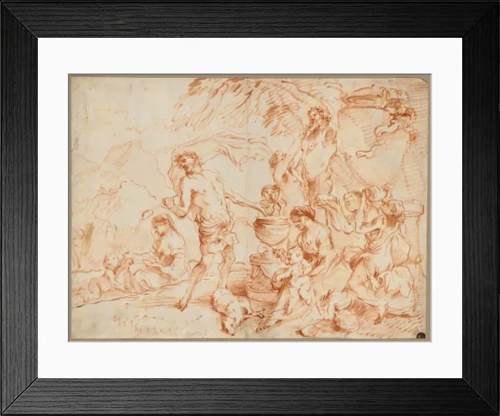 Framed Print : Bacchanal Before a Herm, early 1660s. Creator: Giovanni Benedetto Castiglione (Italian, 1609-1664) Framed Print : Bacchanal Before a Herm, early 1660s. Creator: Giovanni Benedetto Castiglione (Italian, 1609-1664)