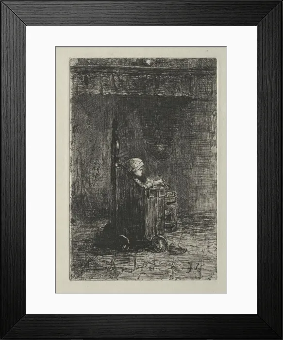 Framed Print : Baby in His Chair. Creator: Jozef Israels (Dutch, 1824-1911) Framed Print : Baby in His Chair. Creator: Jozef Israels (Dutch, 1824-1911)