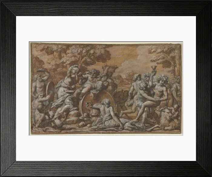 Framed Print : Bacchanal, 1600s. Creator: Pietro da Cortona (Italian, 1596-1669), circle of Framed Print : Bacchanal, 1600s. Creator: Pietro da Cortona (Italian, 1596-1669), circle of