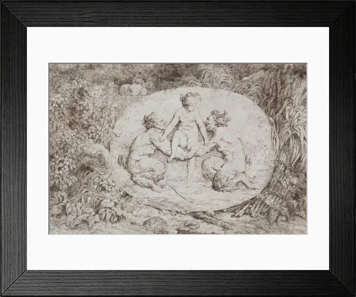Framed Print : Bacchanales: Nymph Supported by Two Satyrs, 1763. Creator: Jean-Honore Fragonard (French Framed Print : Bacchanales: Nymph Supported by Two Satyrs, 1763. Creator: Jean-Honore Fragonard (French