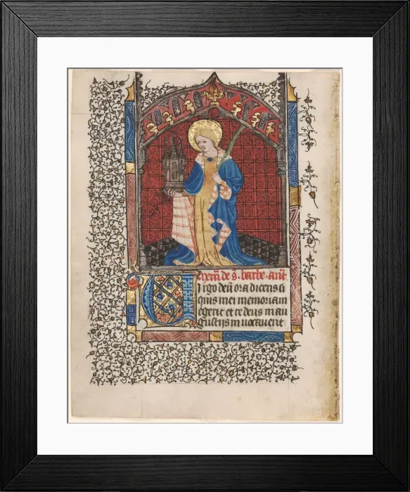Framed Print : Leaf from a Book of Hours: St. Barbara (6 of 6 Excised Leaves), c. 1420-1430. Creator Framed Print : Leaf from a Book of Hours: St. Barbara (6 of 6 Excised Leaves), c. 1420-1430. Creator