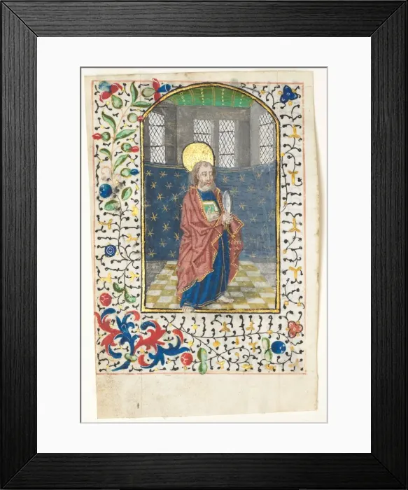 Framed Print : Leaf from a Book of Hours: St. Bartholomew, c. 1440-1460. Creator: Unknown Framed Print : Leaf from a Book of Hours: St. Bartholomew, c. 1440-1460. Creator: Unknown