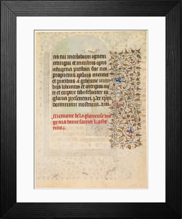 Framed Print : Leaf from a Book of Hours: Text (verso), c. 1415. Creator: Boucicaut Master (French Framed Print : Leaf from a Book of Hours: Text (verso), c. 1415. Creator: Boucicaut Master (French