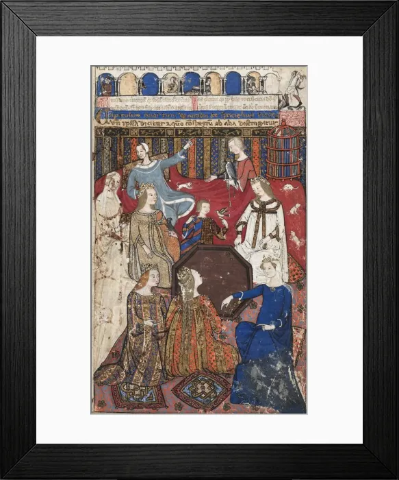 Framed Print : Leaf from a Cocharelli Treatise on the Vices: Accidia and Her Court, c. 1330-40. Creator: Unknown Framed Print : Leaf from a Cocharelli Treatise on the Vices: Accidia and Her Court, c. 1330-40. Creator: Unknown