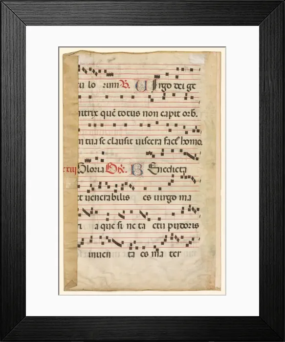 Framed Print : Leaf from a Gradual with Music (verso), c. 1420-1450. Creator: Unknown Framed Print : Leaf from a Gradual with Music (verso), c. 1420-1450. Creator: Unknown