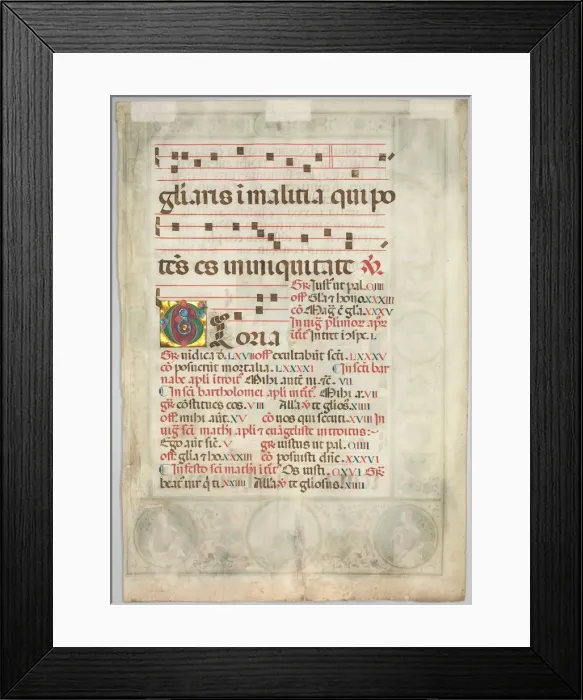 Framed Print : Leaf from a Gradual: Decorated Initial (verso), c. 1480. Creator: Jacopo Filippo d Argenta Framed Print : Leaf from a Gradual: Decorated Initial (verso), c. 1480. Creator: Jacopo Filippo d Argenta
