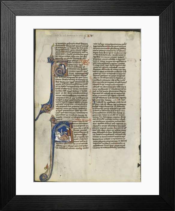 Framed Print : Leaf from a Latin Bible: Initial A and Initial A: Judith Beheading Holofernes, c. 1230-1240 Framed Print : Leaf from a Latin Bible: Initial A and Initial A: Judith Beheading Holofernes, c. 1230-1240