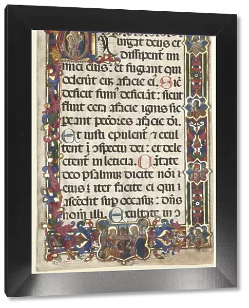 Leaf from a Psalter with Full Border with Medallions (Annunciation, SS. Jerome, Clare