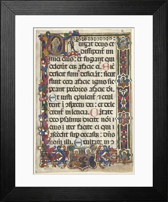 Framed Print : Leaf from a Psalter with Full Border with Medallions (Annunciation, SS. Jerome, Clare Framed Print : Leaf from a Psalter with Full Border with Medallions (Annunciation, SS. Jerome, Clare