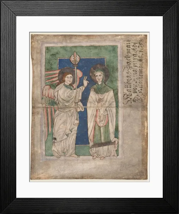 Framed Print : Leaf from a Psalter(?): Annunciation (recto); Leaf from a Psalter: Nativity (verso), early 1200s Framed Print : Leaf from a Psalter(?): Annunciation (recto); Leaf from a Psalter: Nativity (verso), early 1200s
