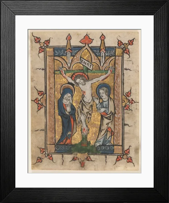 Framed Print : Leaf from a Psalter: The Crucifixion, c. 1300-1330. Creator: Unknown Framed Print : Leaf from a Psalter: The Crucifixion, c. 1300-1330. Creator: Unknown