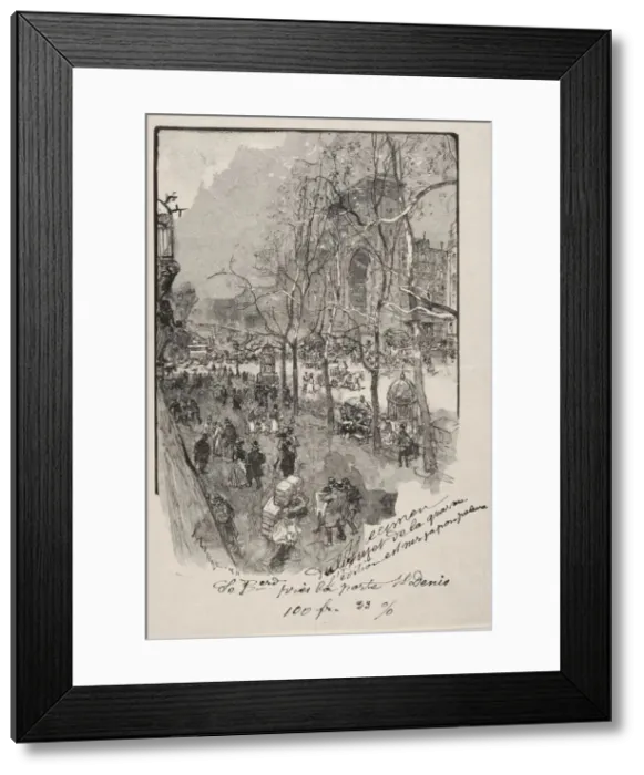 Framed Print : Les Boulevards, pres de la Porte St. Denis. Creator: Auguste Louis Lepere (French Framed Print : Les Boulevards, pres de la Porte St. Denis. Creator: Auguste Louis Lepere (French