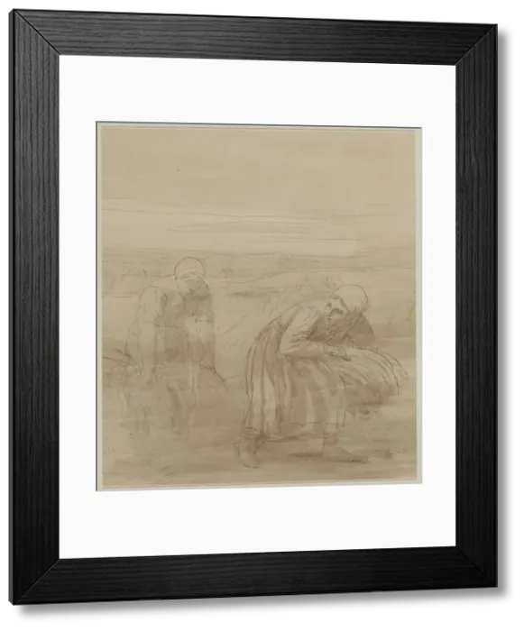 Framed Print : Les Glaneuses, 1800s. Creator: Alphonse Legros (French, 1837-1911) Framed Print : Les Glaneuses, 1800s. Creator: Alphonse Legros (French, 1837-1911)