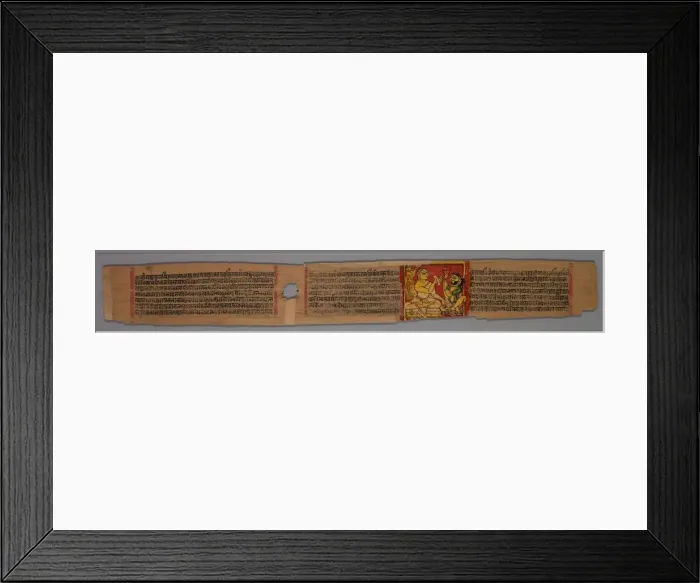 Framed Print : Leaf from a Jain Manuscript: page from a Great Poem about Twos (Dvyashraya Mahakavya)… Framed Print : Leaf from a Jain Manuscript: page from a Great Poem about Twos (Dvyashraya Mahakavya)…