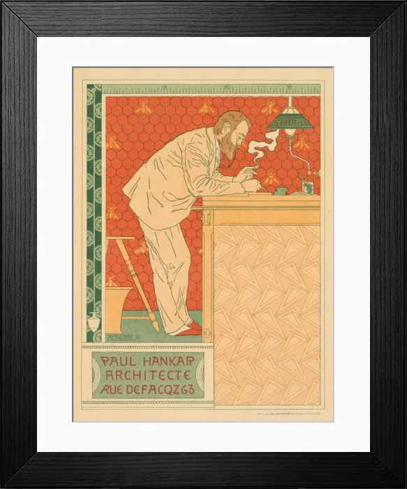 Framed Print : Les Maitres de lAffiche, Pl. 91: Paul Hankar, Architecte rue defacqz 63, c. 1894. Creator Framed Print : Les Maitres de lAffiche, Pl. 91: Paul Hankar, Architecte rue defacqz 63, c. 1894. Creator