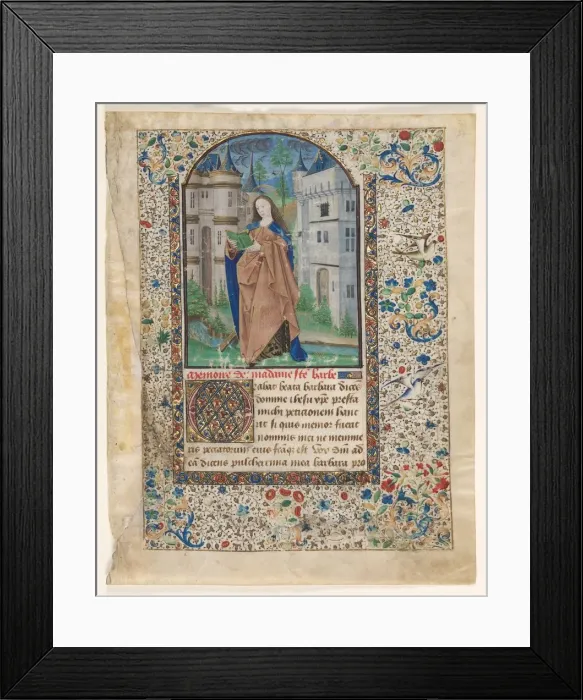 Framed Print : Leaf from a Book of Hours: St. Barbara (2 of 2 Excised Leaves), c Framed Print : Leaf from a Book of Hours: St. Barbara (2 of 2 Excised Leaves), c
