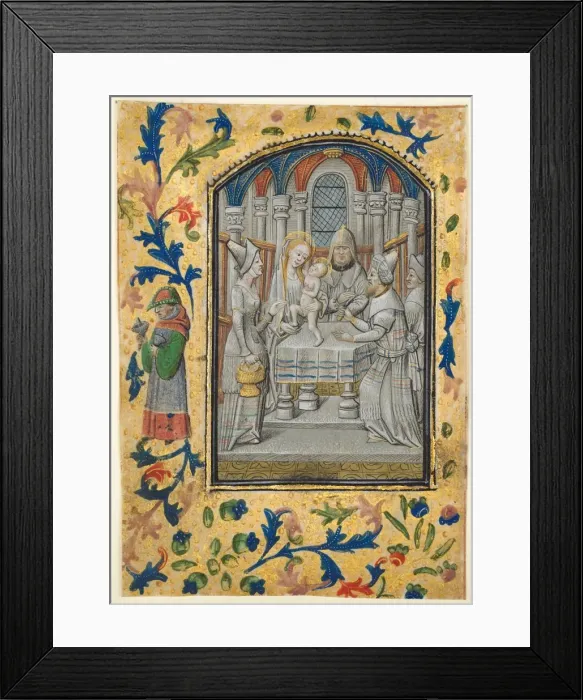 Framed Print : Leaf from a Book of Hours: The Visitation, c. 1470-1480. Creator: Guillaume Vrelant (Flemish, c Framed Print : Leaf from a Book of Hours: The Visitation, c. 1470-1480. Creator: Guillaume Vrelant (Flemish, c