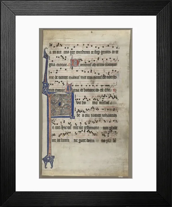 Framed Print : Leaf from a Choral Book: Annunciation to Zaccharias, c. 1265. Creator: Unknown Framed Print : Leaf from a Choral Book: Annunciation to Zaccharias, c. 1265. Creator: Unknown