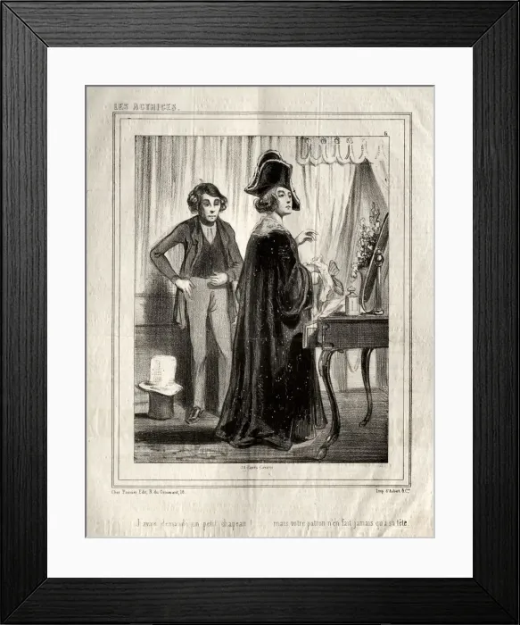 Framed Print : Les Actrices: Javais demande un petit chapeau!, 1843. Creator: Paul Gavarni (French, 1804-1866) Framed Print : Les Actrices: Javais demande un petit chapeau!, 1843. Creator: Paul Gavarni (French, 1804-1866)