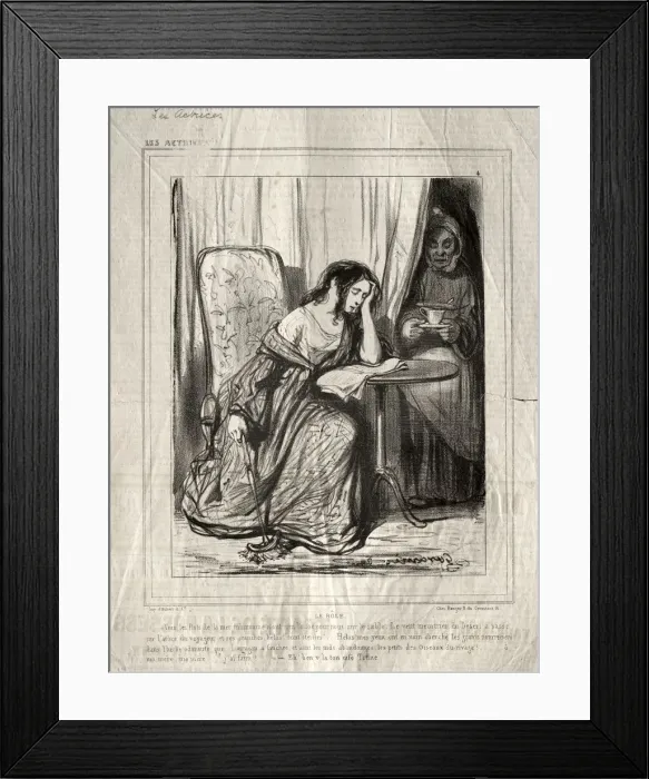 Framed Print : Les Actrices: Le Role, 1843. Creator: Paul Gavarni (French, 1804-1866) Framed Print : Les Actrices: Le Role, 1843. Creator: Paul Gavarni (French, 1804-1866)