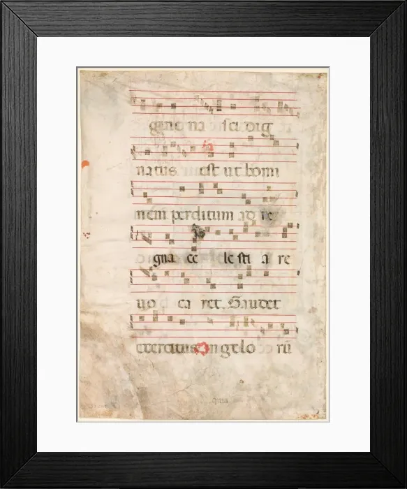 Framed Print : Leaf from an Antiphonary: Music (verso), early 1300s. Creator: Unknown Framed Print : Leaf from an Antiphonary: Music (verso), early 1300s. Creator: Unknown