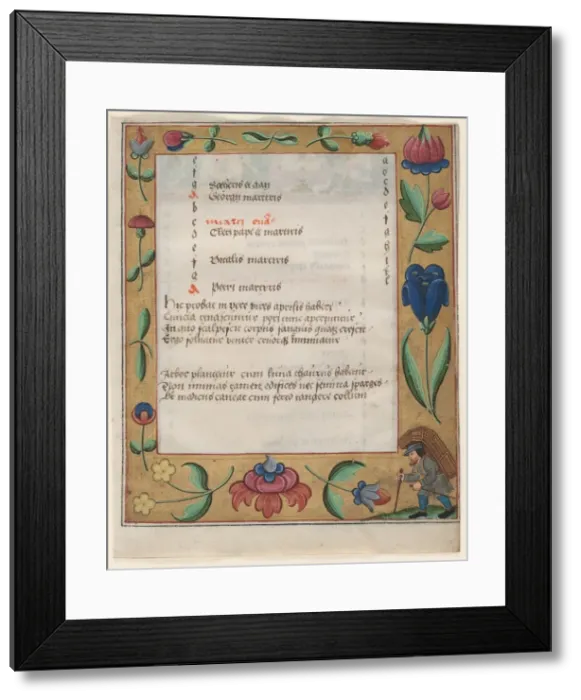 Framed Print : Leaf from a Psalter and Prayerbook: Calendar Page with Peasant (recto), c. 1524. Creator: Unknown Framed Print : Leaf from a Psalter and Prayerbook: Calendar Page with Peasant (recto), c. 1524. Creator: Unknown