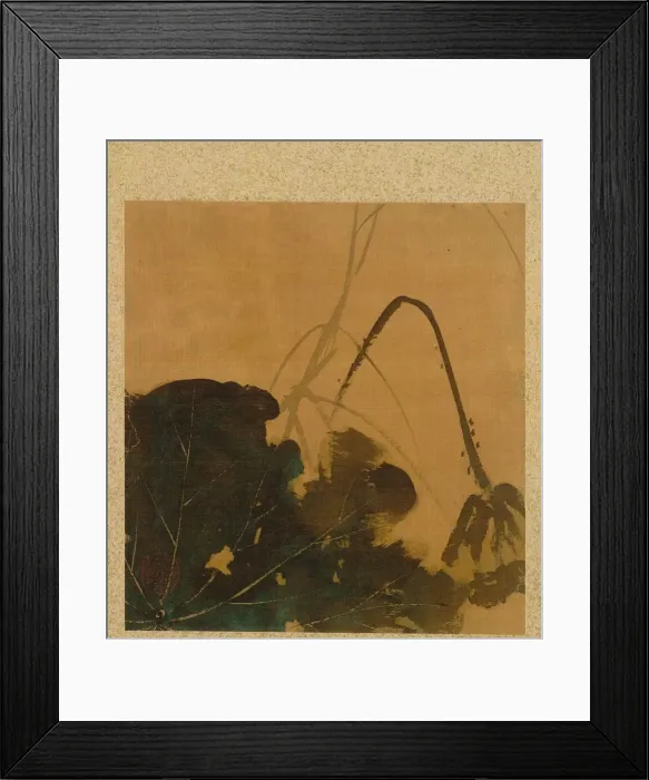 Framed Print : Leaf from Album of Seasonal Themes: Brush, Holder, and Leaves, 1847. Creator: Shibata Zeshin Framed Print : Leaf from Album of Seasonal Themes: Brush, Holder, and Leaves, 1847. Creator: Shibata Zeshin