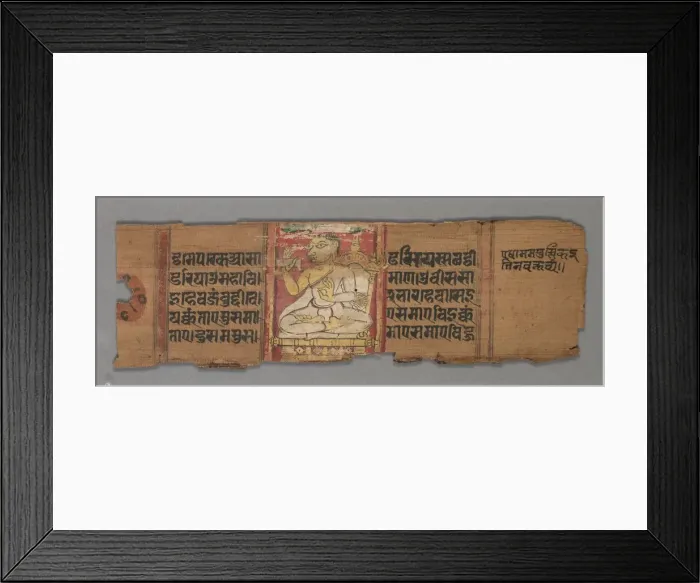Framed Print : Leaf from a Jain Manuscript: Kalpa-sutra: text (verso), 1278. Creator: Unknown Framed Print : Leaf from a Jain Manuscript: Kalpa-sutra: text (verso), 1278. Creator: Unknown