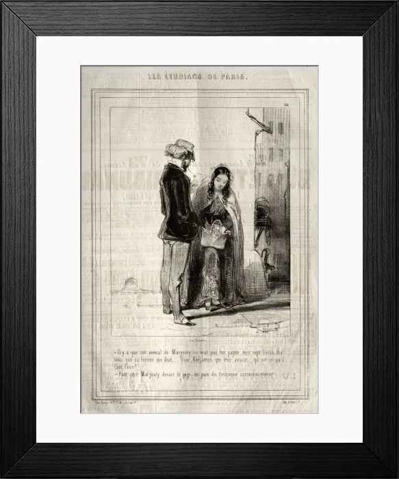 Framed Print : Les Etudiants de Paris, 1842. Creator: Paul Gavarni (French, 1804-1866) Framed Print : Les Etudiants de Paris, 1842. Creator: Paul Gavarni (French, 1804-1866)