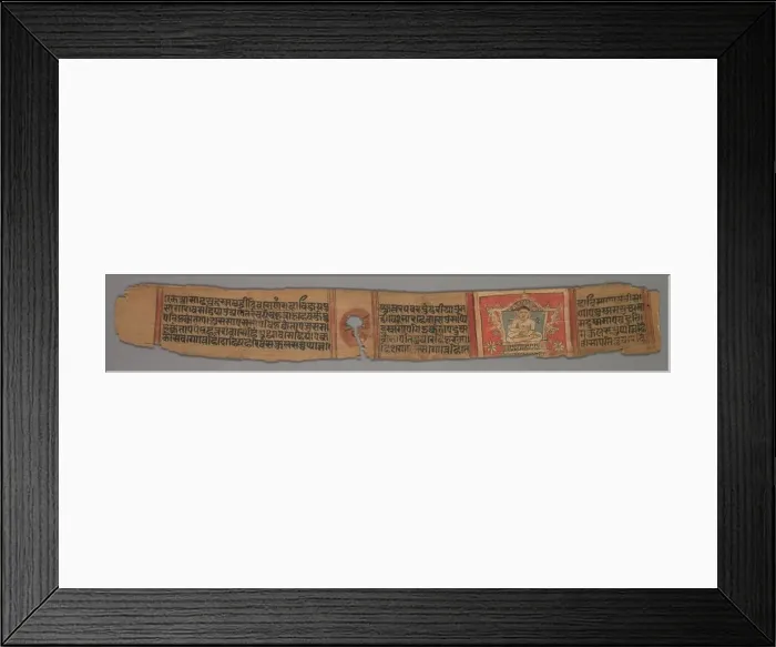 Framed Print : Leaf from a Jain Manuscript: Kalpa-sutra: Text (verso), 1279. Creator: Devachandra (Indian) Framed Print : Leaf from a Jain Manuscript: Kalpa-sutra: Text (verso), 1279. Creator: Devachandra (Indian)