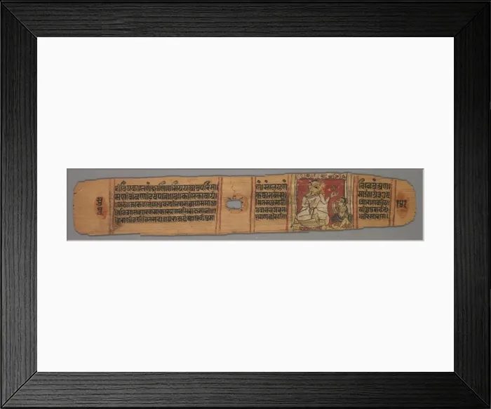 Framed Print : Leaf from a Jain Manuscript: The Story of Kalakacharya: Colophon Page, Text (recto), 1279 Framed Print : Leaf from a Jain Manuscript: The Story of Kalakacharya: Colophon Page, Text (recto), 1279