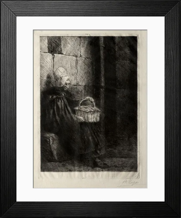 Framed Print : Landscape in the Vicinity of Boulogne, called Woman with a Basket. Creator: Alphonse Legros Framed Print : Landscape in the Vicinity of Boulogne, called Woman with a Basket. Creator: Alphonse Legros