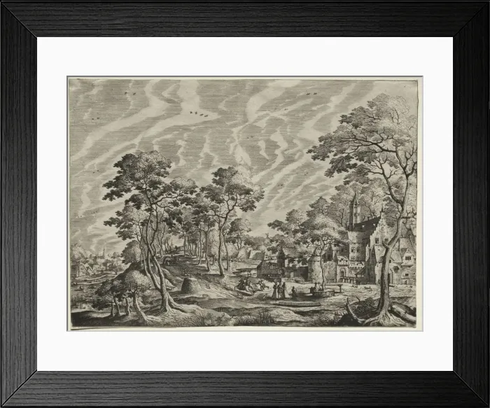 Framed Print : Landscape with a Chateau at the right, 1630. Creator:; ; Hieronymus Cock (Netherlandish Framed Print : Landscape with a Chateau at the right, 1630. Creator:; ; Hieronymus Cock (Netherlandish