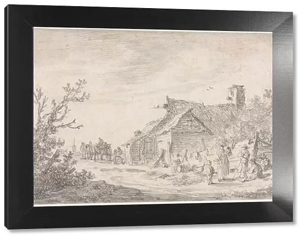 Landscape with a Cottage and Figures, 1653. Creator: Jan van Goyen (Dutch, 1596-1656)
