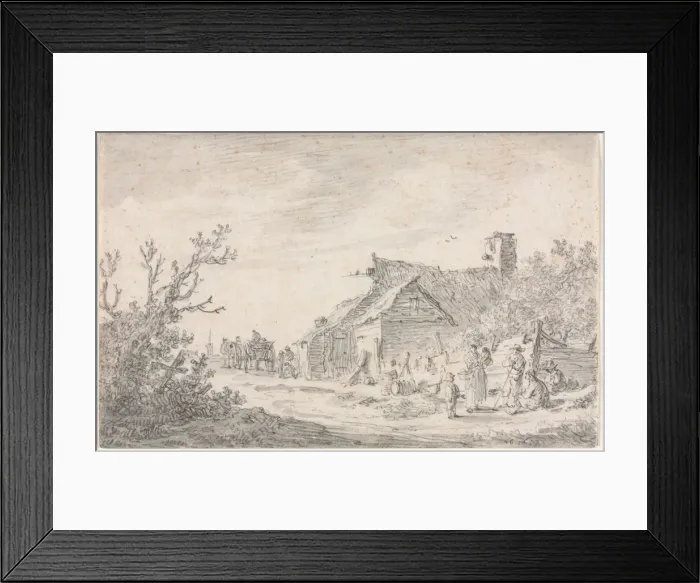 Framed Print : Landscape with a Cottage and Figures, 1653. Creator: Jan van Goyen (Dutch, 1596-1656) Framed Print : Landscape with a Cottage and Figures, 1653. Creator: Jan van Goyen (Dutch, 1596-1656)