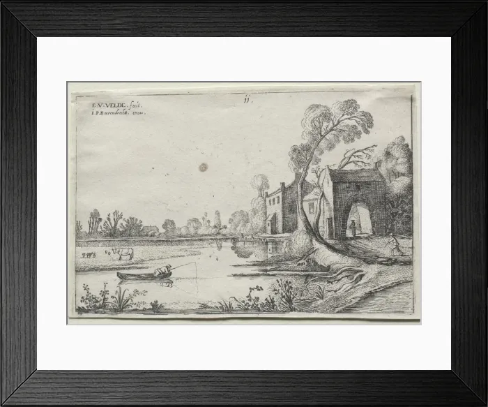 Framed Print : Landscape with a River and a Gatehouse, 1614. Creator: van de Velde Esaias (Dutch, 1587-1630) Framed Print : Landscape with a River and a Gatehouse, 1614. Creator: van de Velde Esaias (Dutch, 1587-1630)