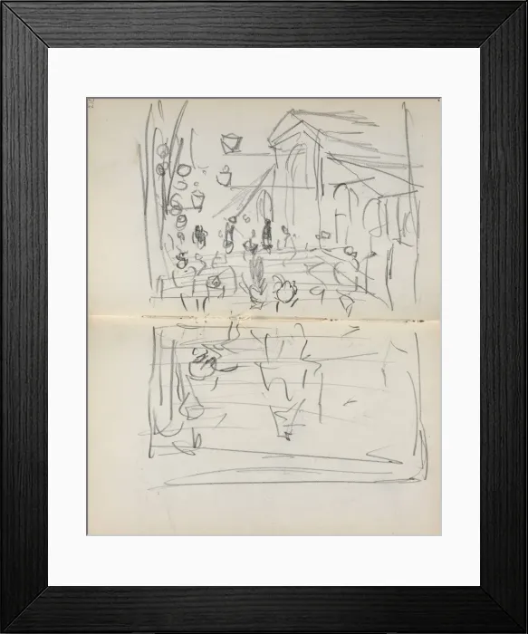 Framed Print : Italian Sketchbook: Bridge with Figures (page 209 & 210), 1898-1899 Framed Print : Italian Sketchbook: Bridge with Figures (page 209 & 210), 1898-1899
