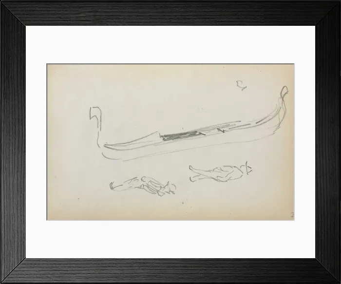 Framed Print : Italian Sketchbook: Gondola and Two Gondoliers (page 14), 1898-1899. Creator: Maurice Prendergast Framed Print : Italian Sketchbook: Gondola and Two Gondoliers (page 14), 1898-1899. Creator: Maurice Prendergast
