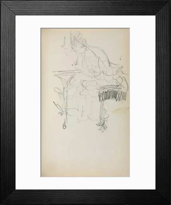 Framed Print : Italian Sketchbook: Seated Woman Sewing (page 153), 1898-1899. Creator: Maurice Prendergast Framed Print : Italian Sketchbook: Seated Woman Sewing (page 153), 1898-1899. Creator: Maurice Prendergast