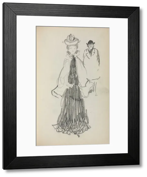 Framed Print : Italian Sketchbook: Standing Woman and Man (page 125), 1898-1899. Creator: Maurice Prendergast Framed Print : Italian Sketchbook: Standing Woman and Man (page 125), 1898-1899. Creator: Maurice Prendergast