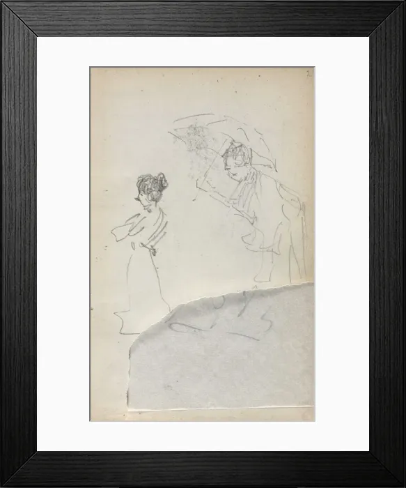 Framed Print : Italian Sketchbook: Standing Woman in profile & Man with an Umbrella (page 2), 1898-1899 Framed Print : Italian Sketchbook: Standing Woman in profile & Man with an Umbrella (page 2), 1898-1899