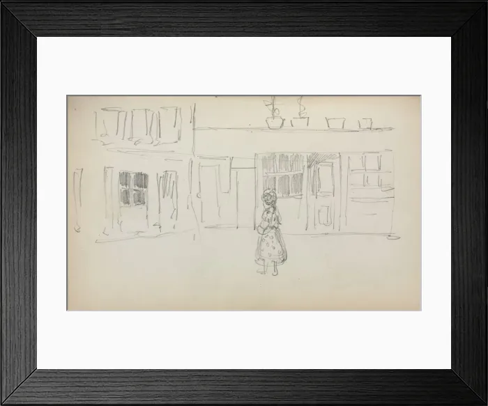 Framed Print : Italian Sketchbook: Street Scene with a Girl ( page 159), 1898-1899. Creator: Maurice Prendergast Framed Print : Italian Sketchbook: Street Scene with a Girl ( page 159), 1898-1899. Creator: Maurice Prendergast